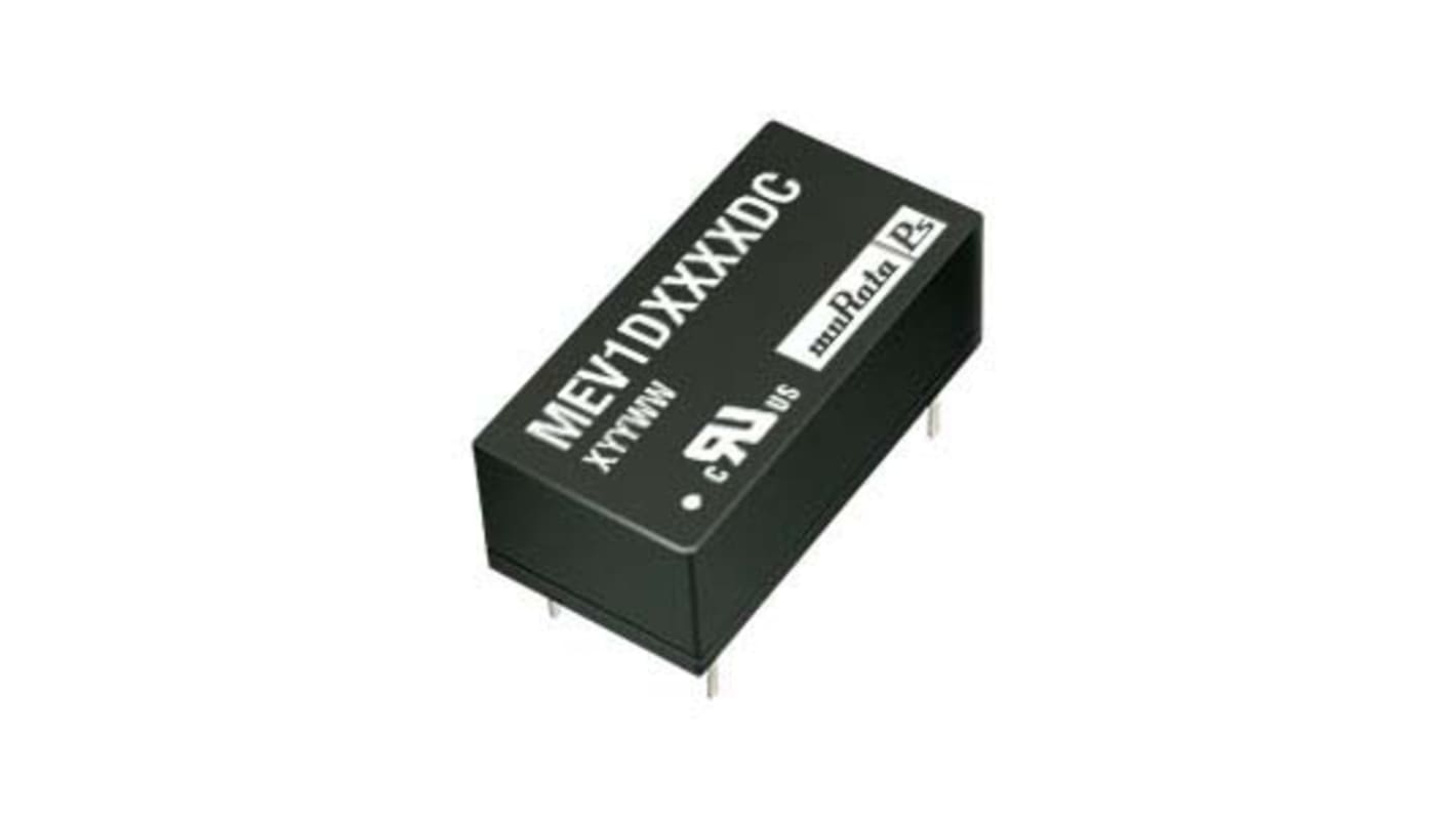 Murata Power Solutions MEV1 DC-DC Converter, ±15V dc/ ±33mA Output, 4.5 → 5.5 V dc Input, 1W, Through Hole,