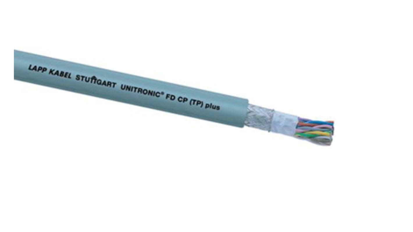 Lapp 12芯6对屏蔽线 0.34 mm²双绞线 数据电缆, UNITRONIC系列, 22 AWG, PUR灰色护套