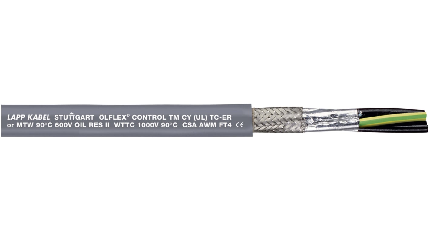 Lapp ÖLFLEX CONTROL TM CY Control Cable, 4 Cores, 6 mm², CY, Screened, 50m, Grey, 9 AWG