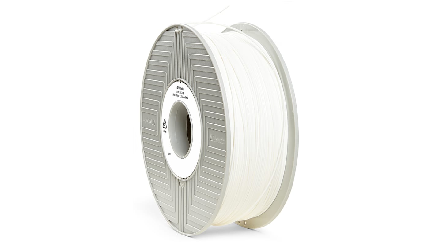 Verbatim 1.75mm White PLA 3D Printer Filament, 1kg