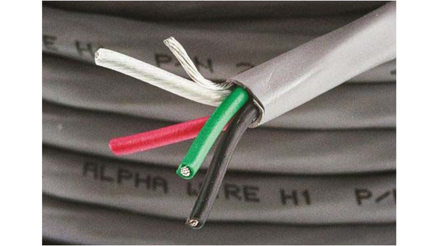 Alpha Wire Alpha Essentials Communication & Control Control Cable, 4 Cores, 0.23 mm², Screened, 30m, Grey PVC Sheath,