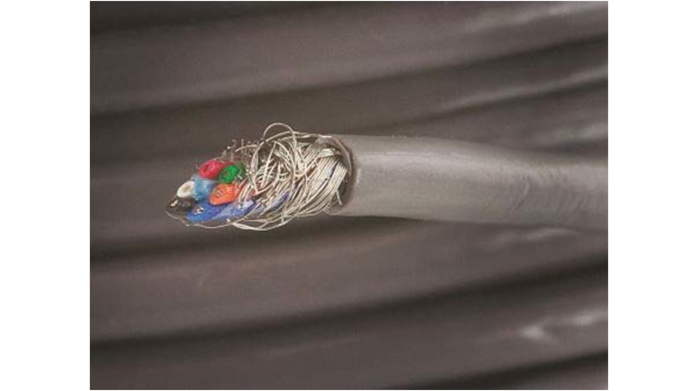 Alpha Wire Alpha Essentials Communication & Control Control Cable, 5 Cores, 0.35 mm², Screened, 30m, Grey PVC Sheath,