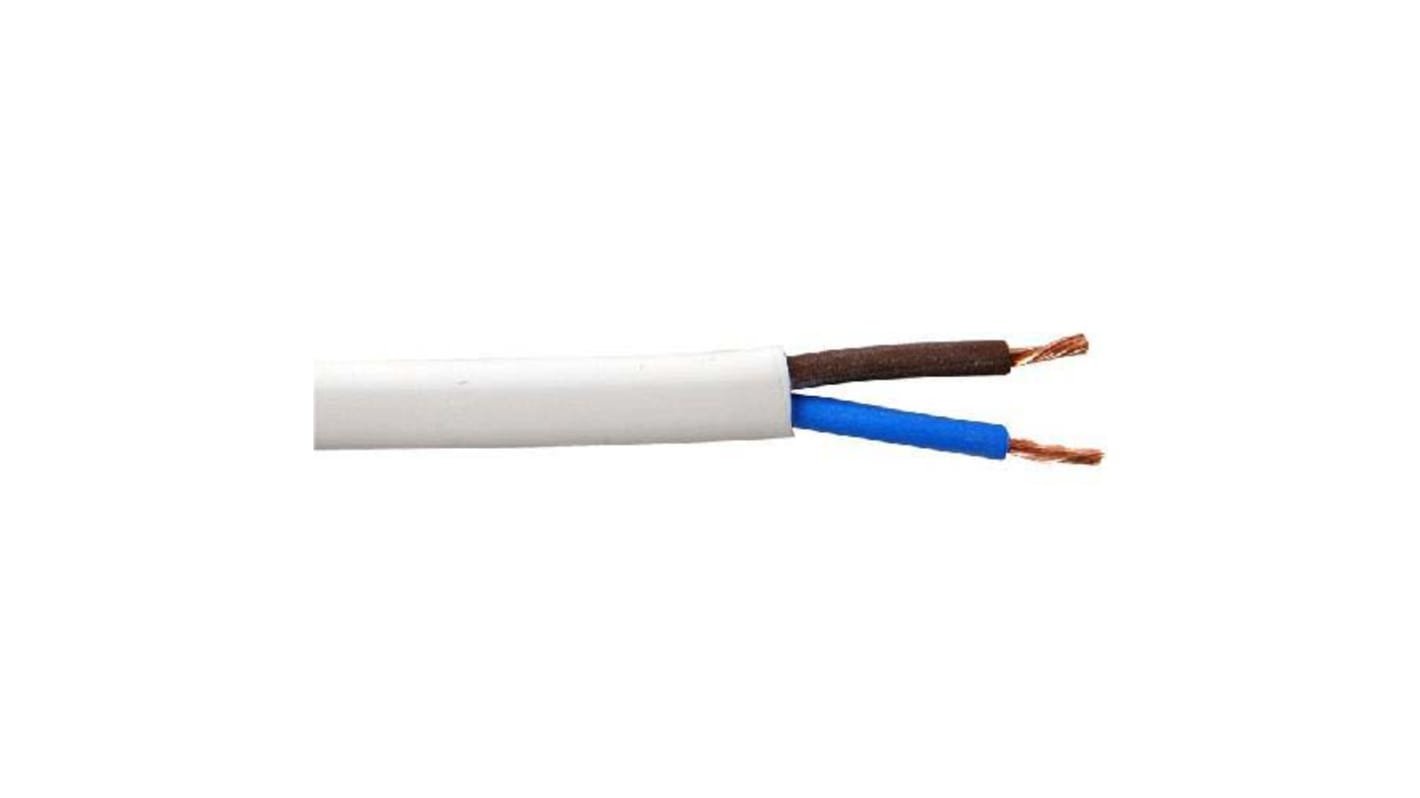 RS PRO, Fire Performance, 100m 2 Core, White Power Cable +70°C