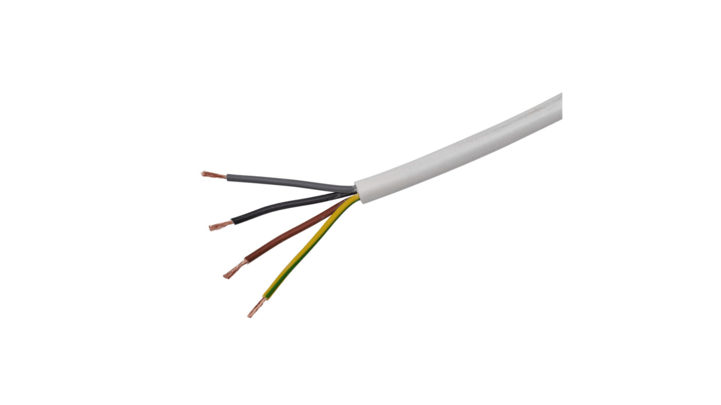 RS PRO 4 Core Power Cable, 2.5 mm², 100m, White Thermoplastic Sheath, Fire Performance, 500 V