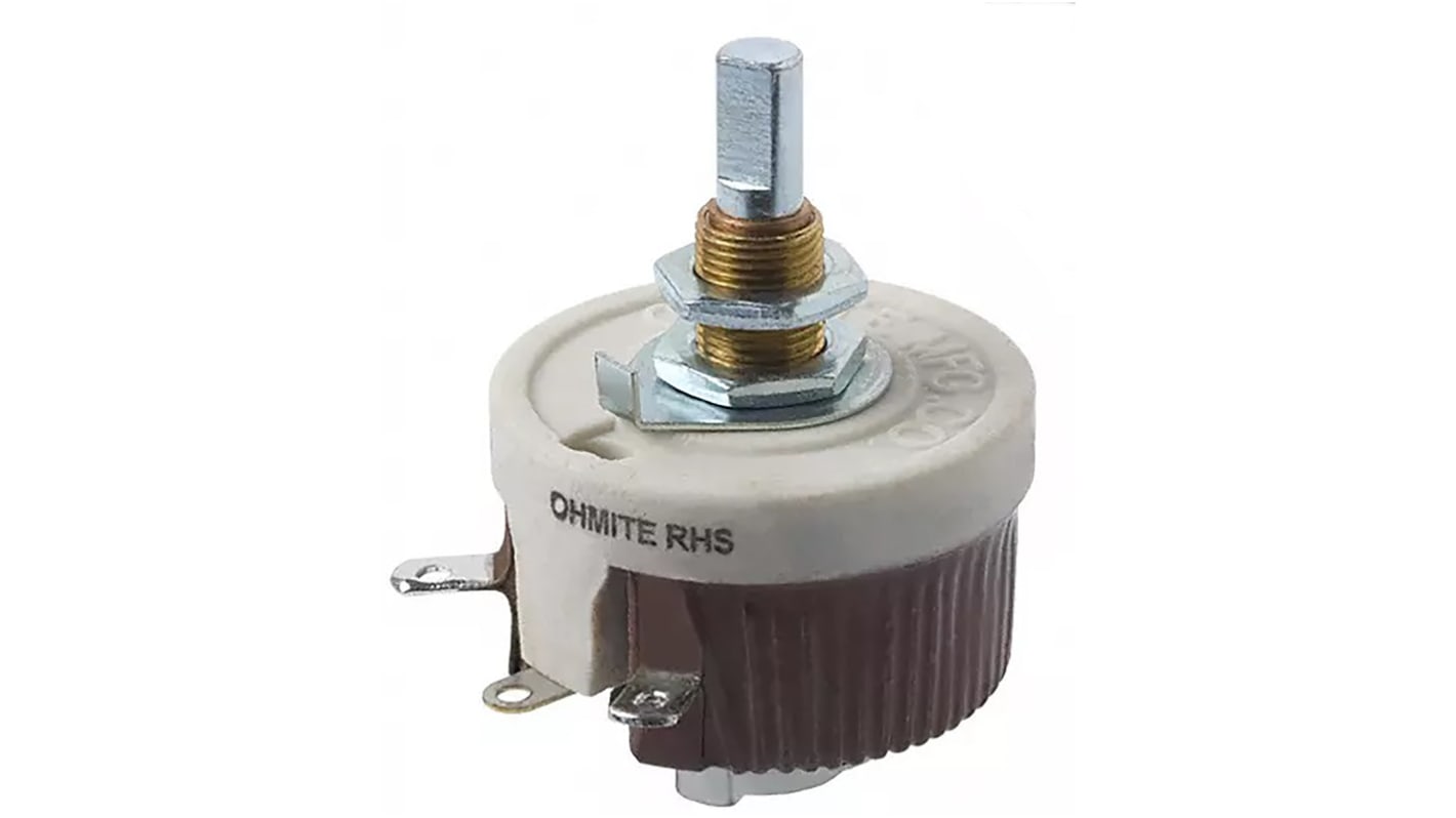 Arcol Ohmite RHS5K0E Rheostat, 5kΩ ±10% 25W, Schaft ø 6,35 mm, Frontplattenmontage, Lötöse, 39.62 x 34.93mm