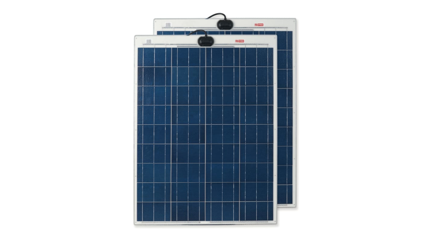 Pannello solare RS PRO, 80W, 80W, 21.6V, 36 celle, Policristallino, 885 x 665 x 3mm
