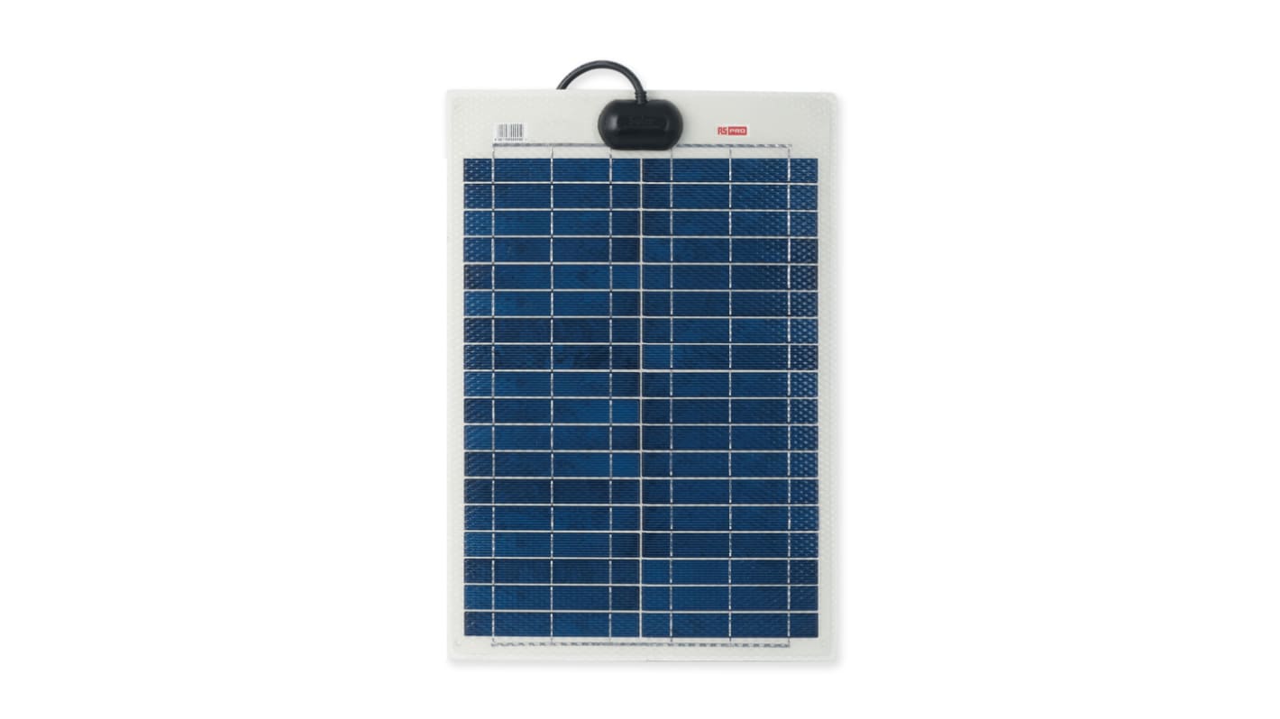 Solpanel, Polykrystallinsk, Mærkeeffekt: 20W, 21.6V