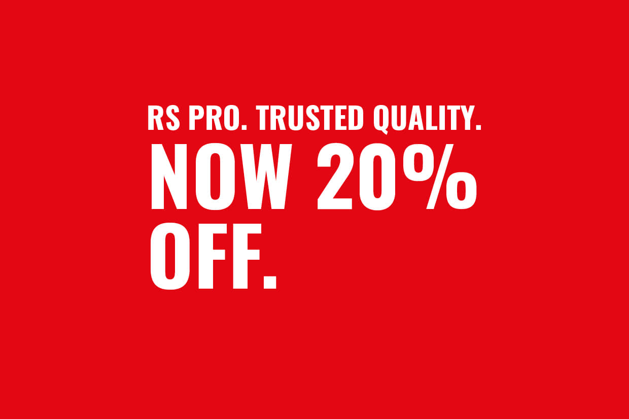 Details the discount on offer. RS PRO now 20% off.