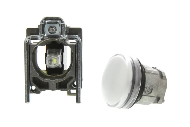 Schneider Electric, Harmony XB4, Panel Mount White Universal LED Pilot Light, 22mm Cutout, IP66, IP67, IP69(IP69K)