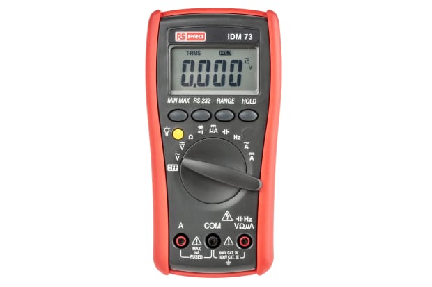 RS PRO IDM73 Handheld Digital Multimeter, True RMS, 10A ac Max, 10A dc Max, 750V ac Max
