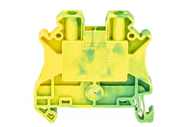Phoenix Contact Green/Yellow UT 2.5-PE Earth Terminal Block, Single level, 0.14 → 4mm², ATEX