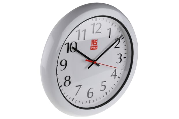 RS PRO Wand Analog Uhr Ø 300mm Wasserdicht Weiß