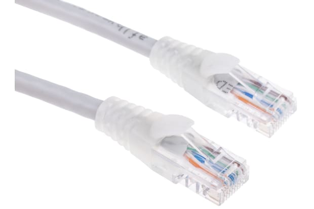 Cavo Ethernet Cat5e (U/UTP) RS PRO, guaina in PVC col. Grigio, L. 1m, Con terminazione