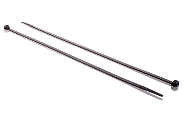 RS PRO Cable Tie, 300mm x 4.8mm, Black Nylon, Pk-100