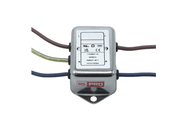 RS PRO 1A 115/250 V ac 50 → 60Hz, Chassis Mount Power Line Filter, Wire Lead, Single Phase
