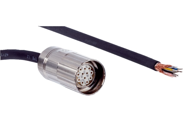 Sick Straight Female 12 way M23 to Unterminated Connector & Cable, 2m