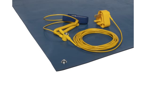 RS PRO 静電マット 青, 0.6 m x 10m, ベンチ、床用