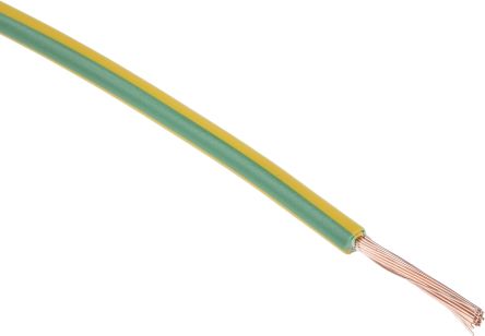 RS PRO Cable De Conexión, área Transversal 1.5 Mm² Filamentos Del Núcleo 30/0.25 Mm Verde/Amarillo, 750 V, Long. 100m,