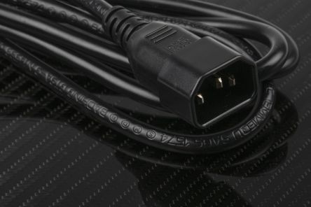 Cable de alimentación RS PRO Negro de 2m, con. A IEC C13, hembra, con. B  IEC C14, macho, 250 V / 10 A