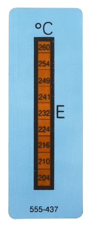 RS PRO Temperaturmessstreifen 204°C / 260°C 8 Messbereiche Vertikal, L. 18mm, B. 51mm