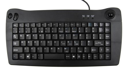 RS PRO Mini-Tastatur QWERTY (GB) Kabelgebunden Schwarz USB Trackball, 338 X 173 X 35mm