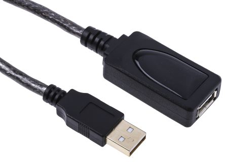 RS PRO USB-Kabel, USBA / USBA, 12m USB 2.0 Schwarz