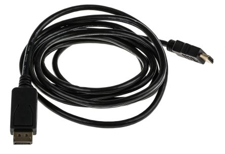 RS PRO DisplayPort-Kabel A Display-Anschluss B HDMI - Stecker, 3m 1080p Max. PVC