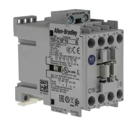 Allen Bradley Serie 100 100C Leistungsschütz / 24 V Ac Spule, 3 -polig 3 Schließer, 690 V Ac / 16 A, Motorsteuerung