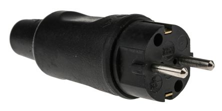 Kopp Netzstecker Kabel, 2P Schukostecker, 250 V / 16A Schwarz, Für Deutschland