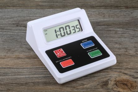 RS PRO Timer Digitale Timer Da Tavolo Bianco 1/100s Batteria