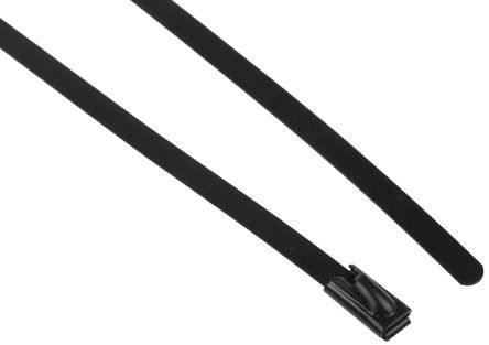 RS PRO Edelstahl Mit Polyesterbeschichtung Kabelbinder Tintenrollerspitze Schwarz 4,6 Mm X 360mm, 100 Stück