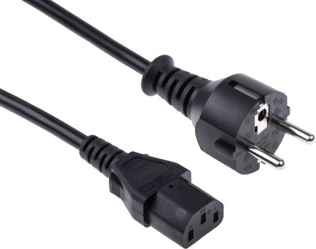 RS PRO Power Cable Assembly, A IEC C13 / Buchse Gerade, B CEE 7/7 / Stecker Gerade, 10 A, 2.5m Schwarz, 250 V