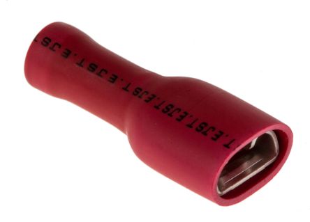 JST FLVDDF Flachsteckhülse, Rot, Isoliert, 6.35 X 0.8mm, Buchse, 0.25mm² - 1.65mm², 22AWG Min