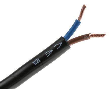 RS PRO 2 Core Power Cable, 2.5 Mm², 100m, Black PVC Sheath, 3182Y, 25 A, 300 V, 500 V
