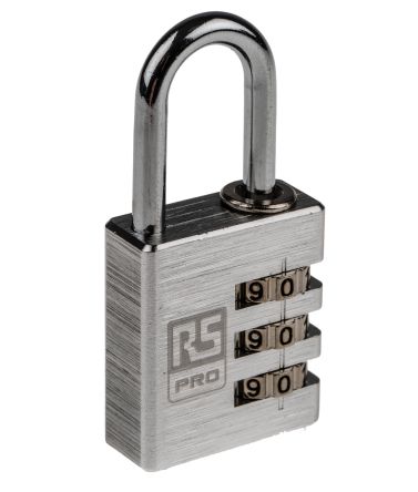RS PRO Aluminium Zahlenschloss, Kombinationsschloss Grau, Bügel-Ø 5mm X 26mm