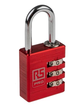 RS PRO Aluminium Zahlenschloss, Kombinationsschloss Rot, Bügel-Ø 5mm X 26mm