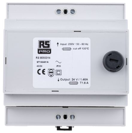 RS PRO 导轨式变压器, 初级:230V 交流, 次级:24V 交流, 35VA, DIN 导轨