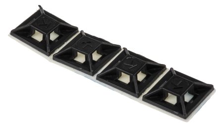 RS PRO Befestigungssockel Selbstklebend, Nylon 66 Schwarz 12.5mm X 12,5 Mm, Für 3.2mm → 3.2mm Kabelbinder, 50 Stück