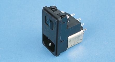 Schaffner Male IEC/EN 60939 IEC Filter Panel Mount,Solder,Rated At 6A,250 V Ac Operating Frequency 50 → 400Hz