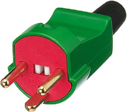 LK Clavija De 2P+E De Color Verde, Rojo, Para Dinamarca, 250 V, 10A, Montaje De Cable