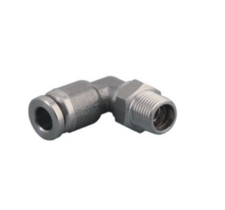 Titan SS PL Series Stainless Steel Elbow Fitting, Male, 1/4 in, R, 8mm Push In One Touch Fitting