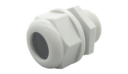 Tower 62CG Series Grey Nylon Cable Gland, M20 x 1.5 Thread, 6 mm min., 12 mm max., IP68