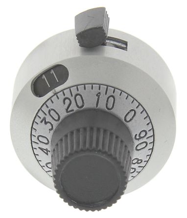 Vishay Potentiometer Drehknopf Silbern, Zeiger Grau Ø 22.2mm X 22.2mm, Rund Schaft 6mm