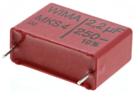 WIMA MKS4 Folienkondensator 2.2μF ±10% / 160 V Ac, 250 V Dc, THT Raster 22.5mm