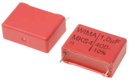 WIMA MKS4 Folienkondensator 1μF ±10% / 200 V Ac, 400 V Dc, THT Raster 22.5mm