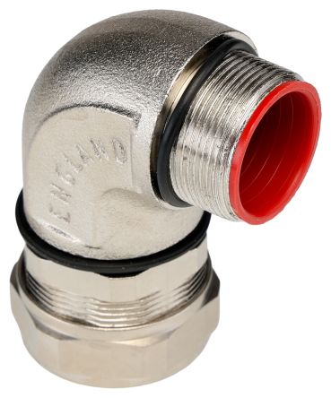 Adaptaflex 90° Elbow, Conduit Fitting, 32mm Nominal Size, M32, Nickel Plated Brass, Metallic IP67 rating