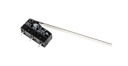 ZF Mikroschalter Scharnierhebel Lang-Betätiger Lötanschluss, 6 A @ 250 V Ac, 1-poliger Umschalter IP 6K7 -40°C - +120°C