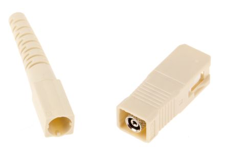 RS PRO LWL-Steckverbinder, SC, Multimode, Simplex, 127μm, PC, ø 2 Mm, 3 Mm, 900 μm, Beige, Weiß