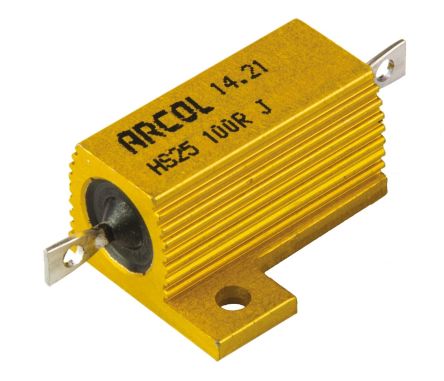 Arcol HS25 Wickel Lastwiderstand 100Ω ±5% / 25W, Alu Gehäuse Axialanschluss
