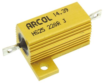 Arcol HS25 Wickel Lastwiderstand 220Ω ±5% / 25W, Alu Gehäuse Axialanschluss